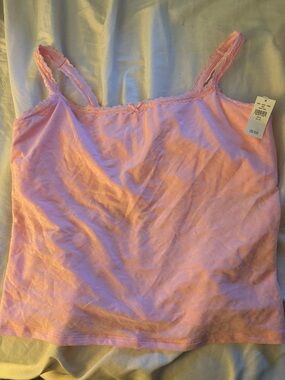 aerie Pink Lace-Trim Tank Top